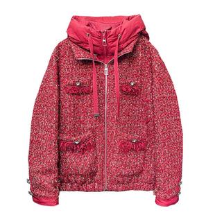 YAYA鸭鸭羽绒服女冬季新款2025小香风法式复古气质显瘦粗花呢外套