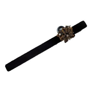 秋冬丝绒发饰灰色珍珠花朵一字夹精致刘海夹韩国鸭嘴夹边夹发卡女