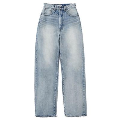 moussy高腰水洗直筒休闲牛仔裤