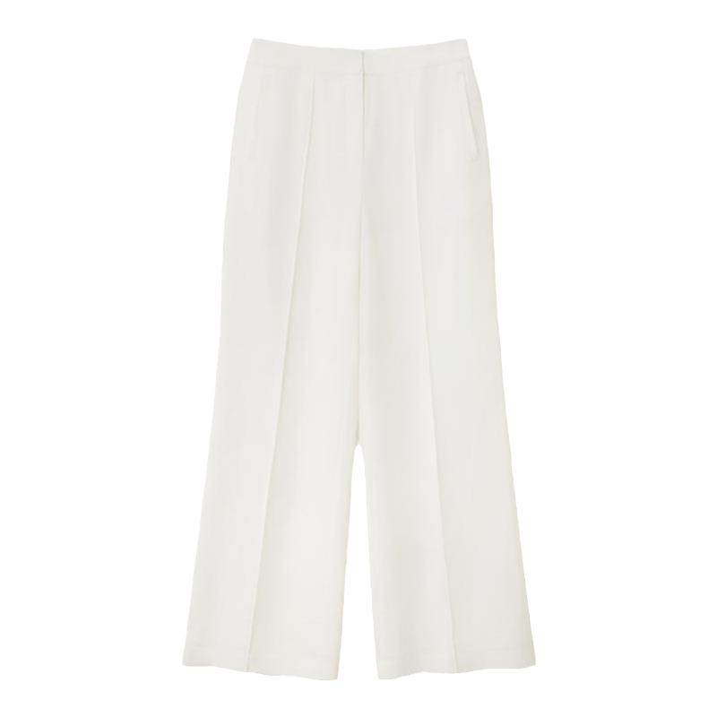 OVV春夏热卖女装三醋酸面料中腰宽松直筒休闲通勤西裤