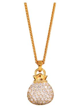 金色满钻福袋吊坠毛衣项链高级感