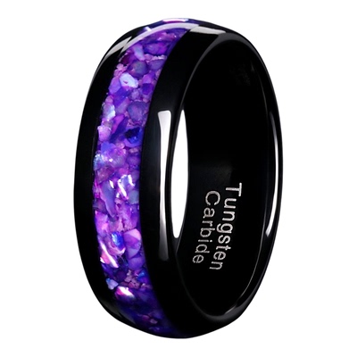 紫色荧光内嵌碳化钨戒指潮人礼物