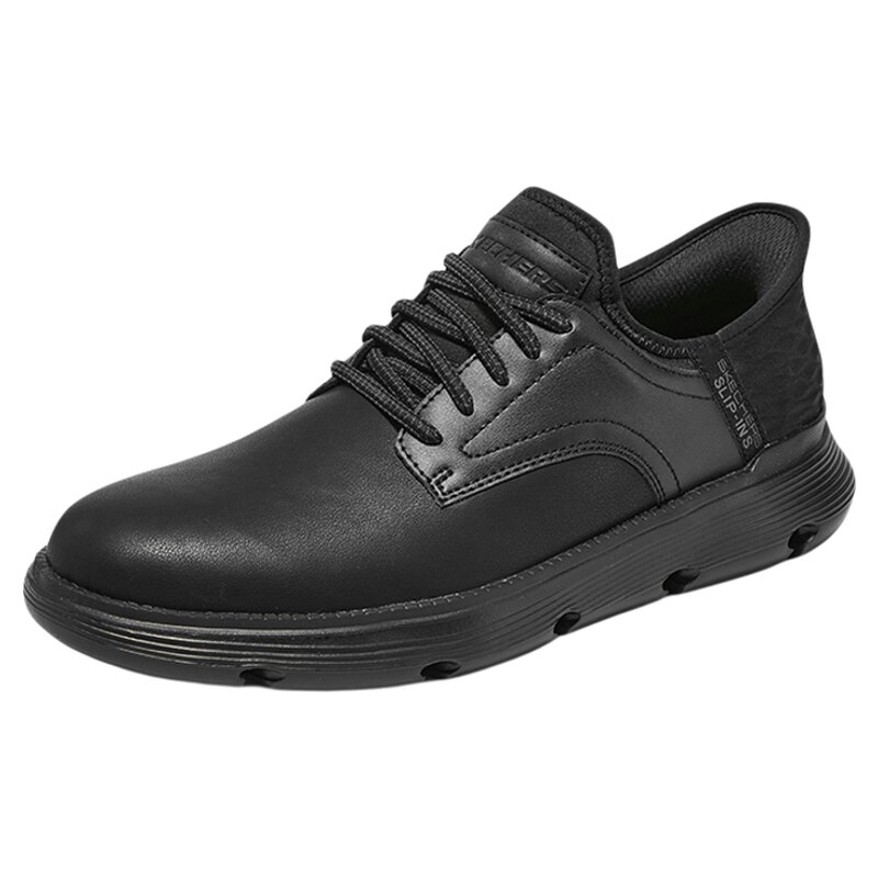 闪穿鞋Skechers斯凯奇Slip ins系列春季男一脚蹬厚底商务休闲皮鞋