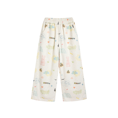 redcopper童装女童2025新款秋冬季纯棉裤子儿童美式休闲裤印花裤