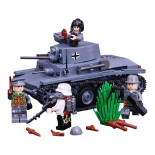 适乐于高积木二战苏德美坦克装甲车军官车运输车儿童拼装益智玩具