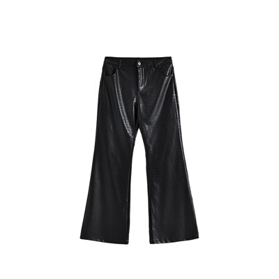 gagaopt高腰鳞纹长裤微喇裤