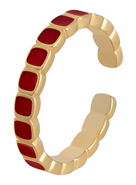 复古安可拉红开口轻奢女士戒指