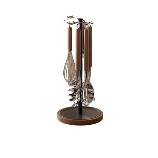 厨房旋转挂钩置物架台面多功能锅铲收纳架子刀具免打孔餐具省空间