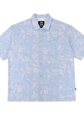 VANS范斯男翻领印花短袖衬衫