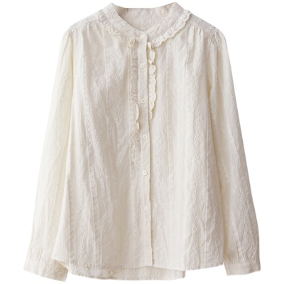 小耳出品【白昼铃兰】早春刺绣棉全棉文艺气质衬衣法式温柔衬衫女