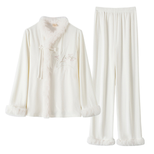 RoseTree新中式睡衣套装女秋冬季汉服国风古风珊瑚绒睡衣2024新款