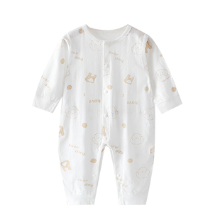 婴儿连体衣纯棉薄款新生婴幼儿衣服长袖春夏小月龄宝宝空调服睡衣