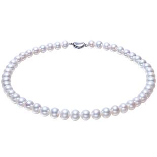 海蒂珠宝 焕然 近圆强光淡水无核珍珠项链S925银母亲节送妈妈礼物