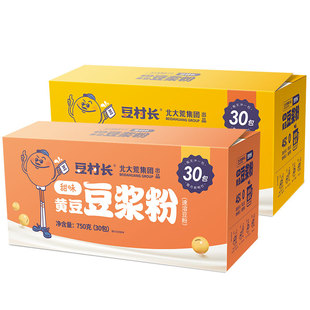 豆村长原味豆浆粉非转基因早餐甜味冲饮北大荒黄豆粉整箱30小包装