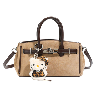 今年流行爆款包包女式2025新款超火绒面手提铂金包百搭单肩斜挎包