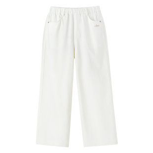 安奈儿童装女童牛仔裤秋新款甜美时尚弹力透气宽松阔腿长裤