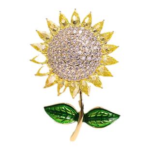 一举夺魁向日葵胸针梵高女水晶胸花高档精致时尚胸花西装配饰别针