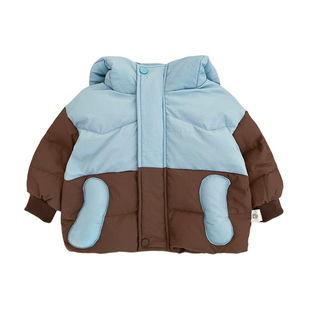 韩系男童冬季羽绒服洋气女宝宝可爱卡通小狗白鸭绒保暖连帽外套潮