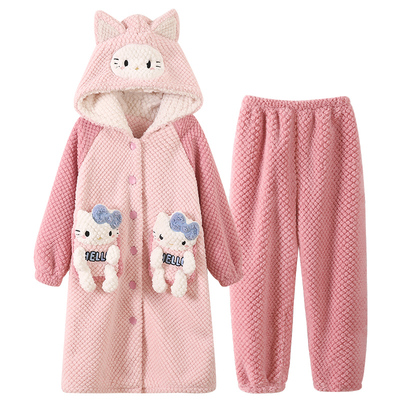 猫人女童睡衣珊瑚绒加绒加厚超厚