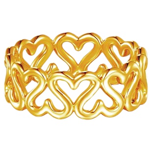 老庙有鹊黄金足金心囍爱心戒指5D心动三部曲三金婚戒情侣