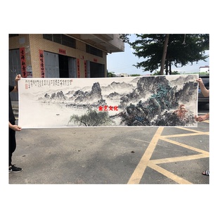 蔡景星借问西湖近现代中式客厅山水画国画高清微喷复制装饰画宣纸