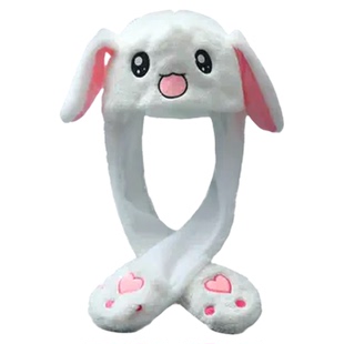 帽子围巾一体网红同款捏耳朵会动的小兔子帽子儿童皮卡丘女冬百搭