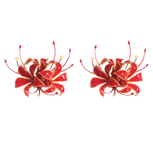 原创红色彼岸花925纯银耳钉曼珠沙华耳夹古风长款流苏耳饰耳环