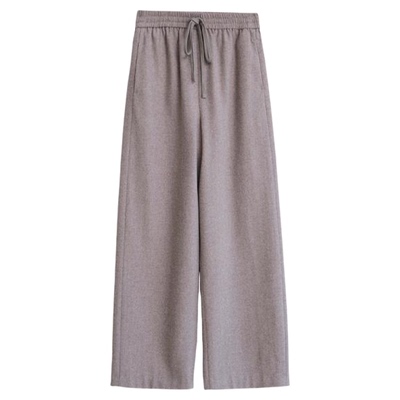 春季松紧腰慵懒羊毛直筒裤