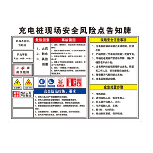 充电桩现场安全风险告知牌充电风险提示标识牌充电风险告知警示牌