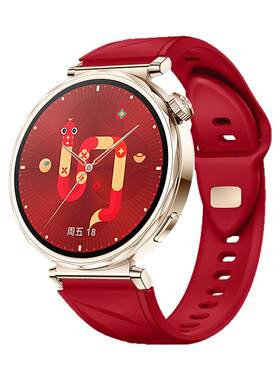 适用华为GT6手表watch5表带41mm冰晶FKM氟橡胶表带gt5pro瑞红腕表带watchgt5马鞍棕GT4夏女士42冰川白陶瓷18