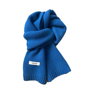 蓝色系高级感100%纯羊毛围巾女冬保暖针织百搭毛线围脖学生情侣男