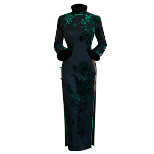 新中式旗袍女秋冬季加绒2025年新款复古民国风日常大码妈妈连衣裙