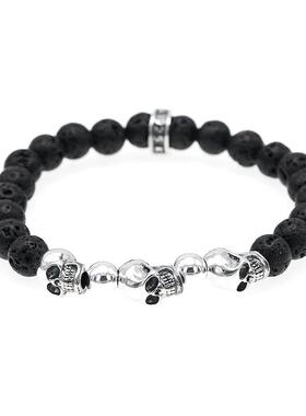 KINGBABY骷髅火山岩珠手链