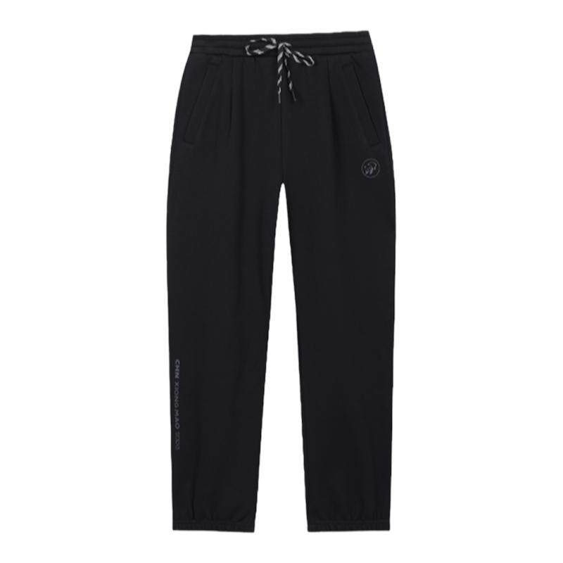 熊猫黑色休闲裤男女款秋冬新款显瘦宽松阔腿长裤透气运动微束卫裤