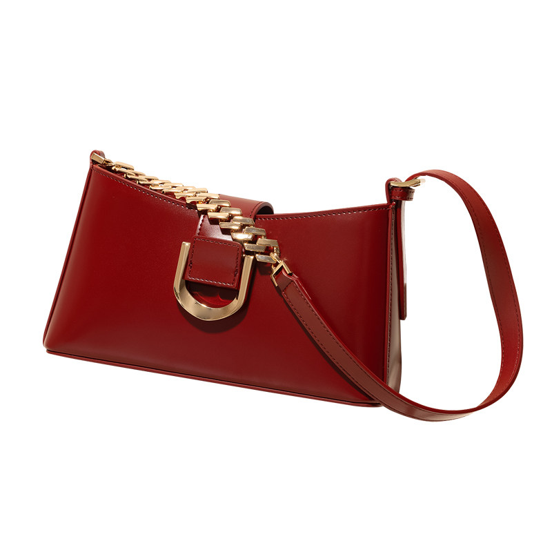 GXFMOD新款高级感牛皮包女复古新娘结婚包2025春夏单肩斜挎红色包