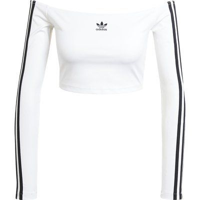 Adidas/阿迪达斯正品三叶草女士短款透气一字肩长袖JD0275