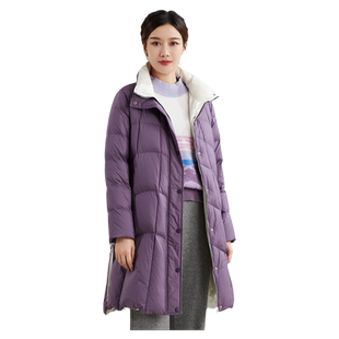 依伽依佳2023冬季新款气质保暖舒适中长款羽绒服外套女ESDY052