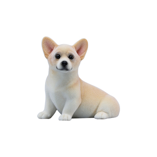 JXK植绒柯基犬仿真宠物模型 小狗狗微缩汽车摆件桌面公仔树脂玩具