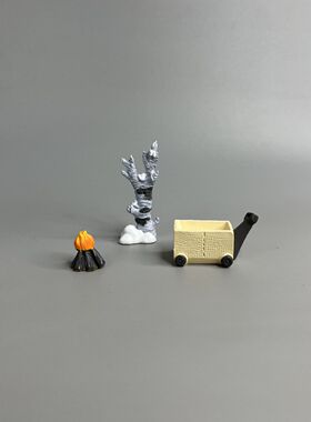 微景观白桦树小推车小摆件小火堆树脂饰品配件手办萌粒造景材料