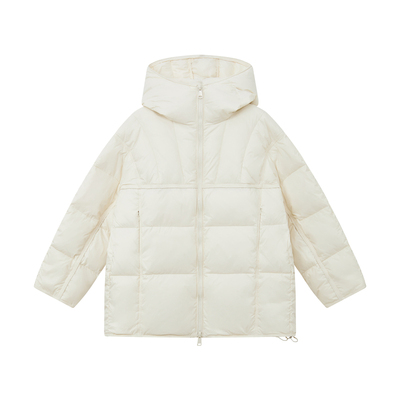 大嘎daga【白云悠悠】2025泡芙款韩版宽松连帽遮屁股白色羽绒服女