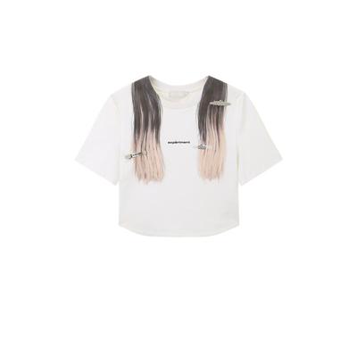 REVAN芮范新品设计师款趣味渐变长发图案T恤RM11001016