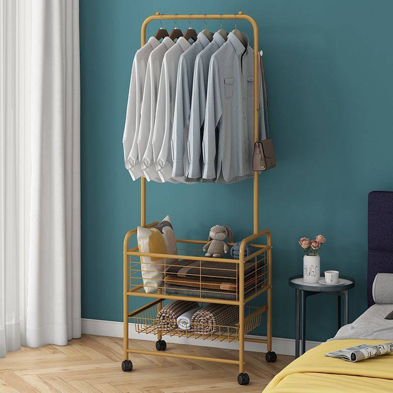 北欧风轻奢挂衣架家用晾晒收纳衣帽架架多功能卧室物移动置落地可