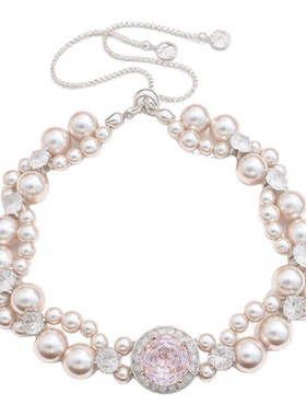 镶锆石圆形串珠珍珠手链轻奢感手环气质时尚百搭小众手饰