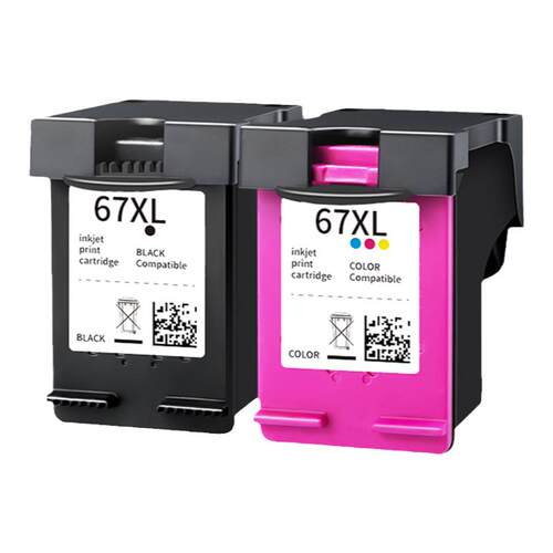 67墨盒 适用惠普HP 2330 2723 2700 2721 6020 6052 6055 6420 6452 6455 6458打印机 可加墨 XL黑色 彩色