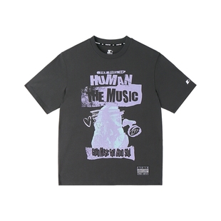 STARTER|T恤纯棉男女同款新款印花短袖灰色休闲宽松百搭情侣上衣