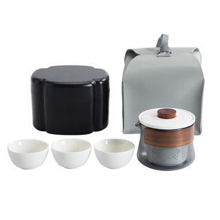 南山先生素影快客杯户外露营旅行茶具便携式收纳包一壶三杯泡茶壶