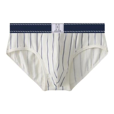 华杰龙男内裤条纹棉中腰男大码男士透气三角裤叉透气舒适薄款抗菌