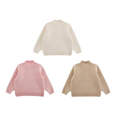 幼悠女童加绒加厚纯色高领毛衣2025冬季罗纹织边防风保暖休闲上衣