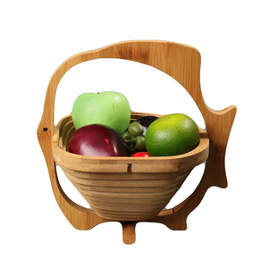竹编竹制品折叠果盘水果篮子竹子制品木质竹篮创意收纳摆件工艺品