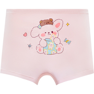 红豆居家女童内裤三角纯棉儿童平角短裤女孩宝宝四角底裤不夹屁屁